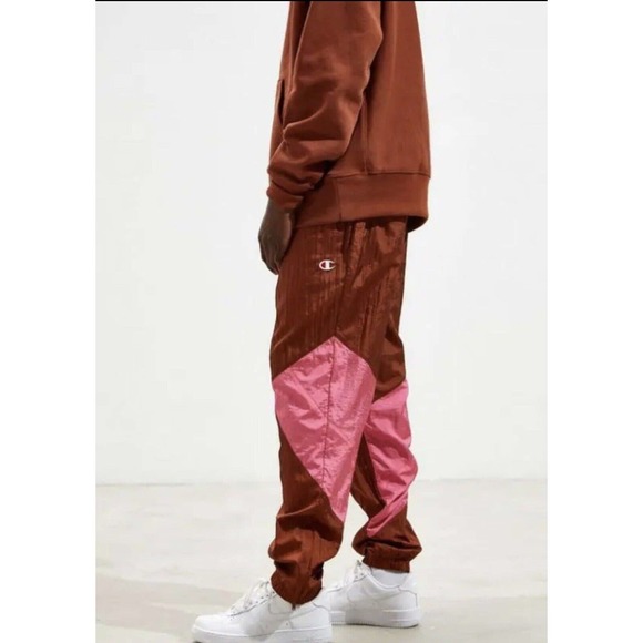 Vintage Champion Joggers Tracksuit Sweatpants Mens S Small Side Zipper Rust/Pink - Picture 3 of 12